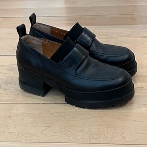 Vintage Robert Clergerie heeled black chunky loafers